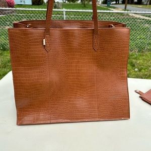 Cognac croc work tote. New without tags